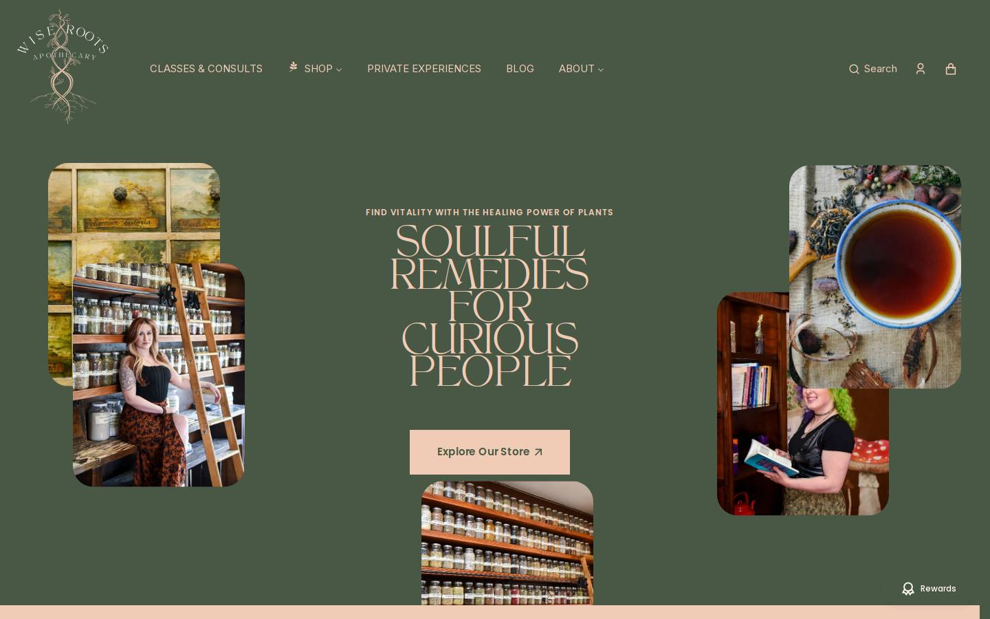 wiserootsapothecary.com homepage screenshot