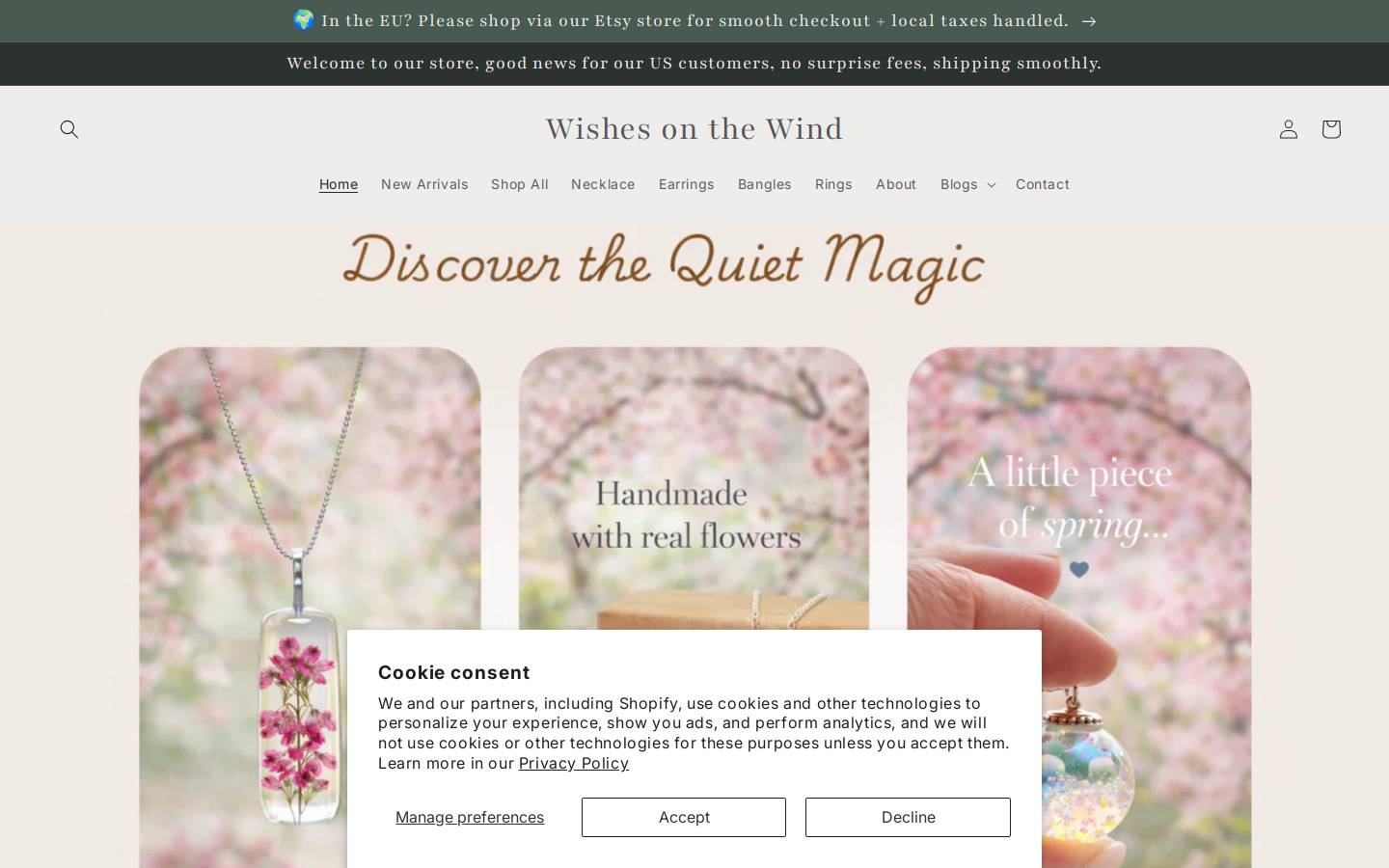 wishesonthewind.com homepage screenshot