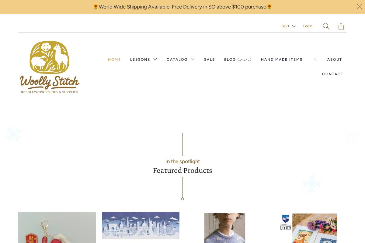 Woolly Stitch homepage screenshot