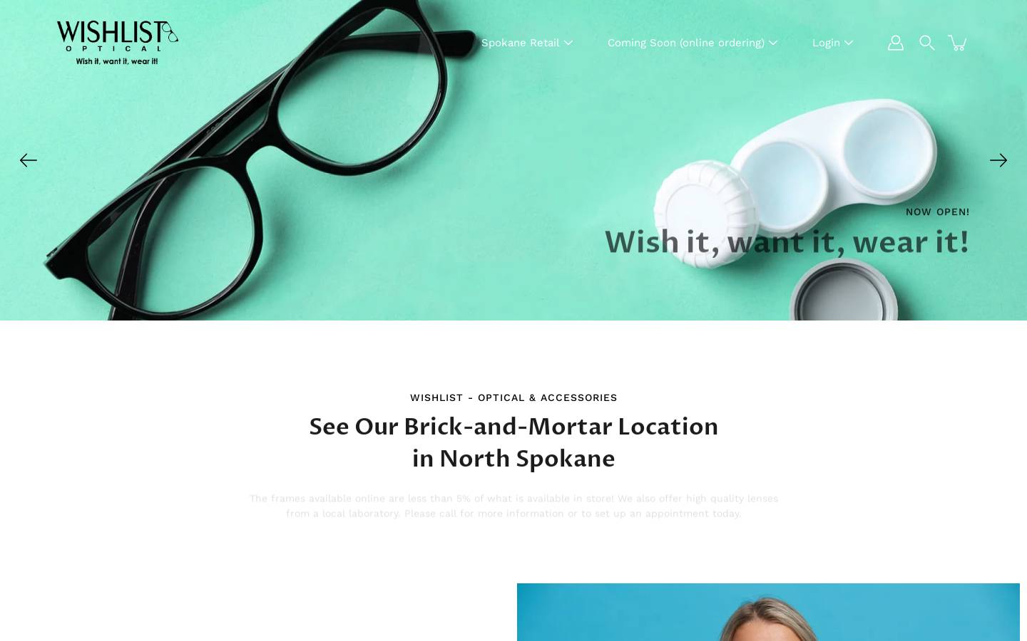wishlistoptical.com homepage screenshot