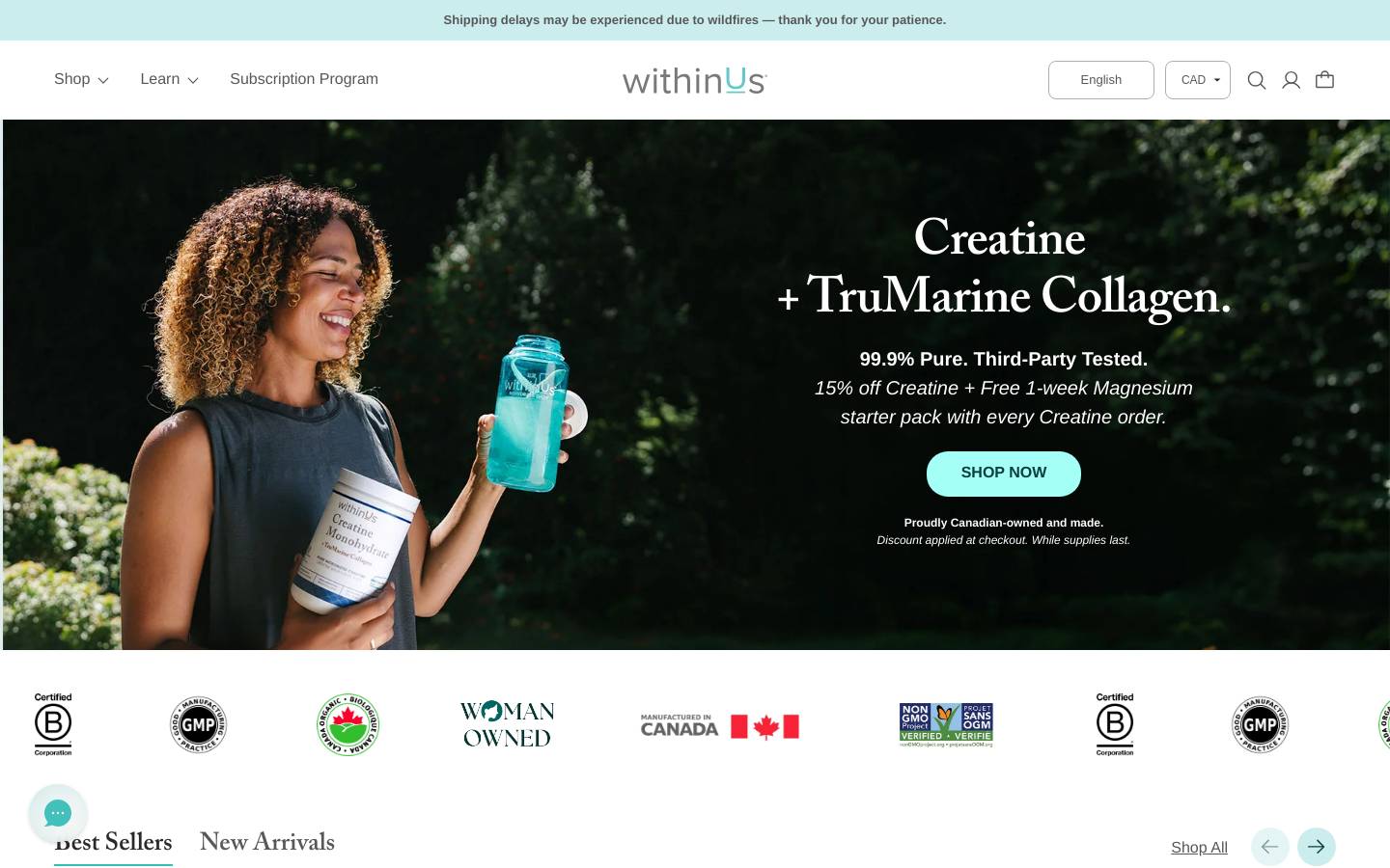 withinus.com homepage screenshot