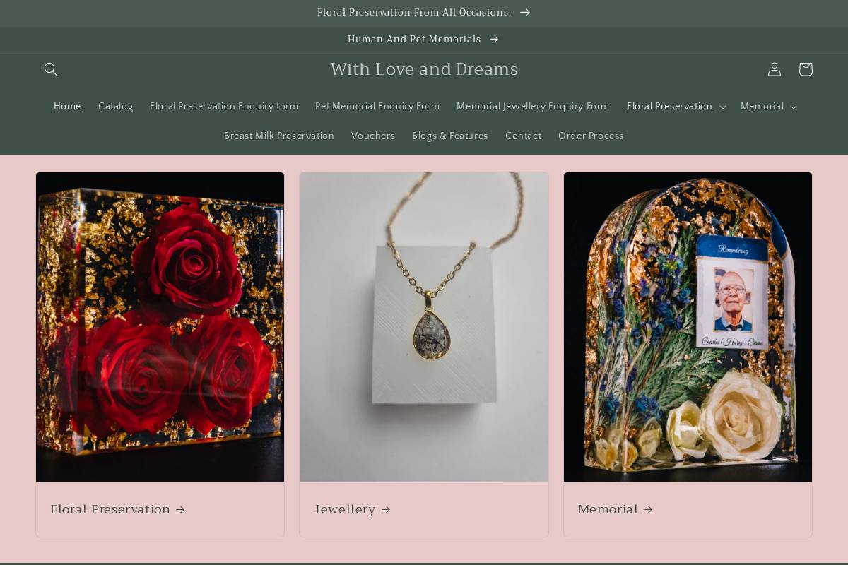 With Love And Dreams homepage screenshot