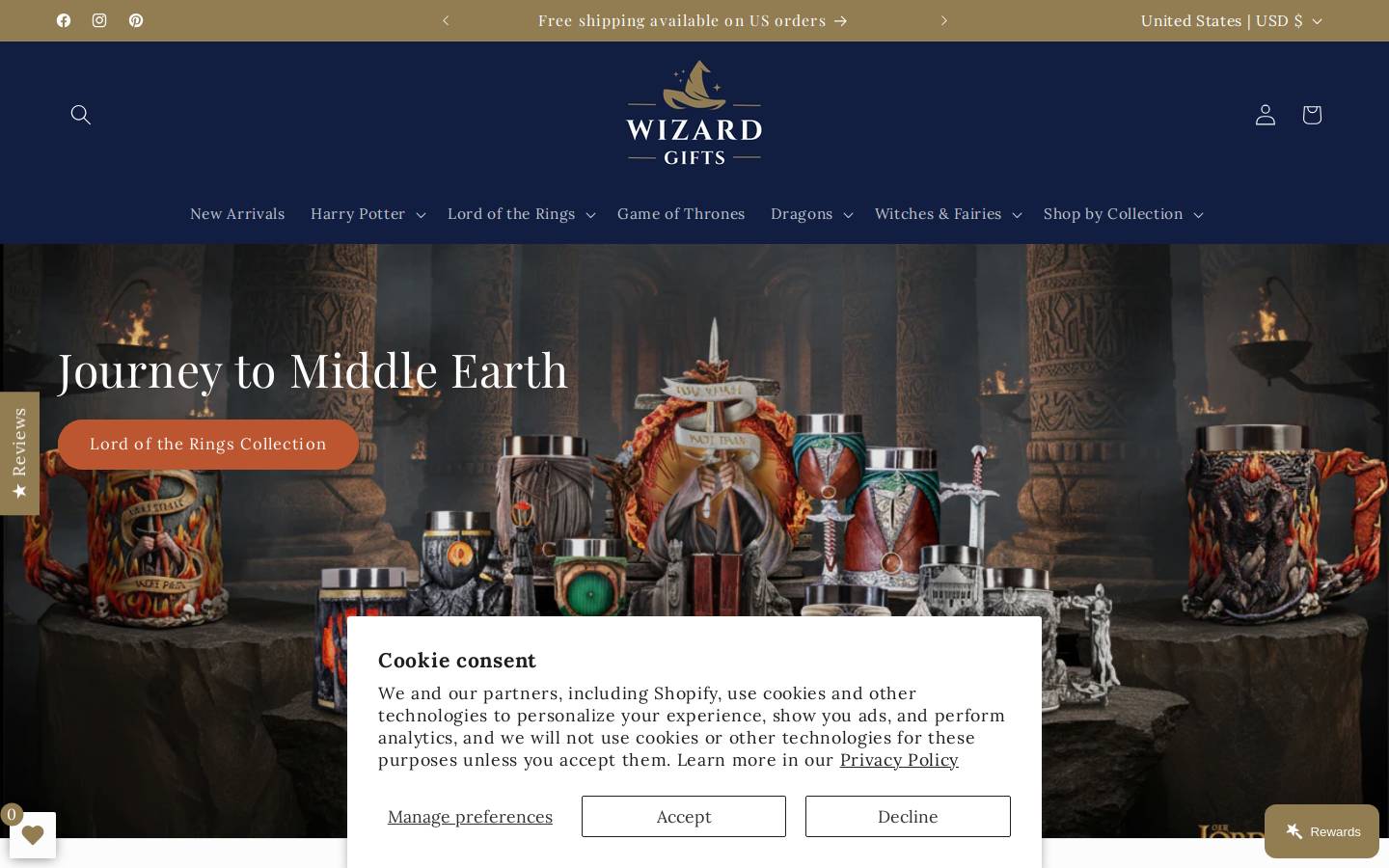 wizardgifts.com homepage screenshot