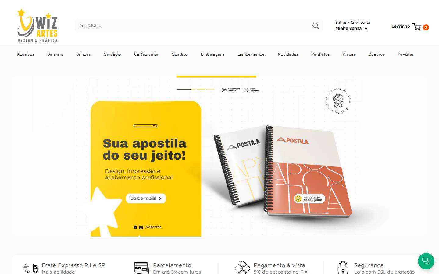 wizartes.com.br homepage screenshot