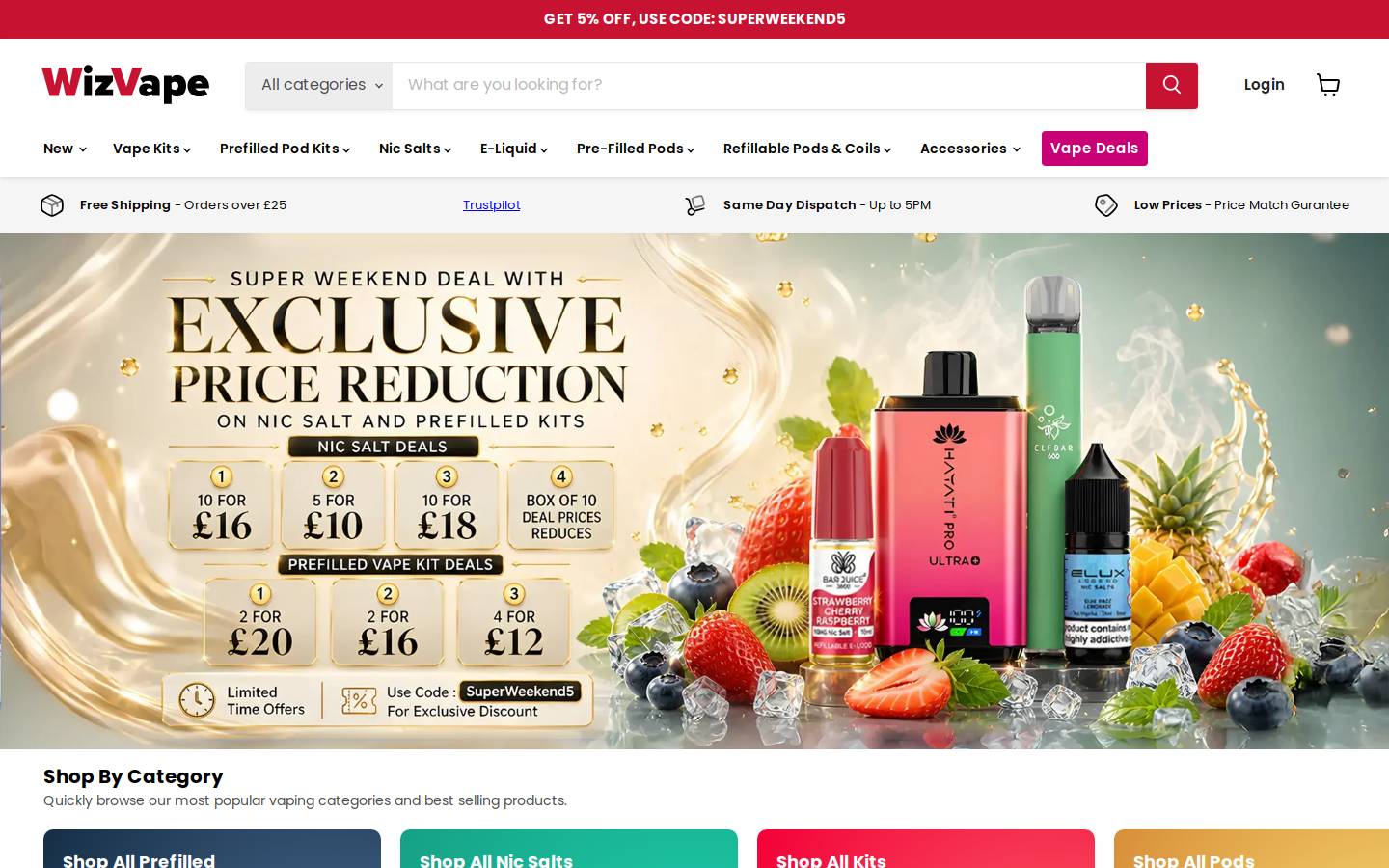 WizVape homepage screenshot