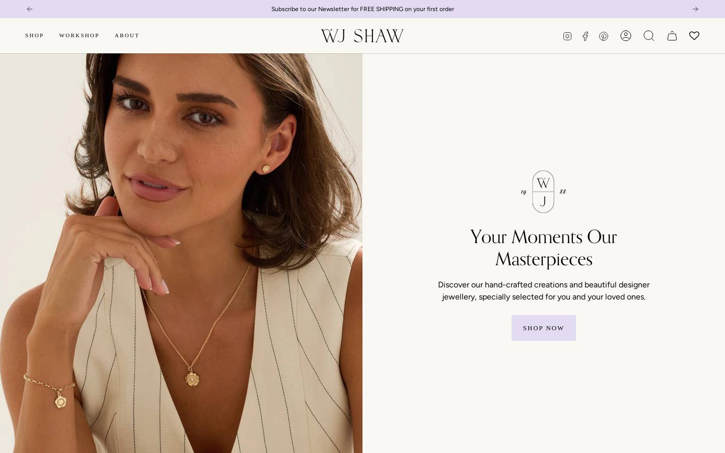 wjshawjewellers.co.uk homepage screenshot