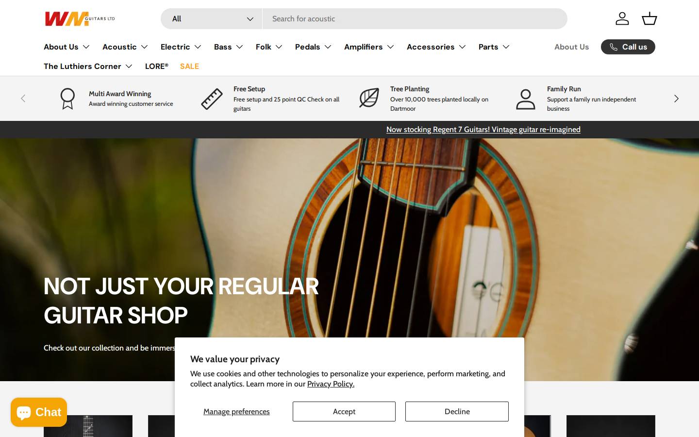 Wmguitars homepage screenshot