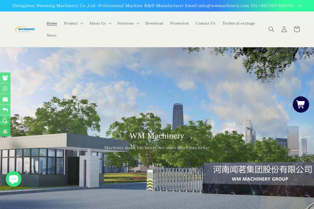 wmmachinery.com homepage screenshot