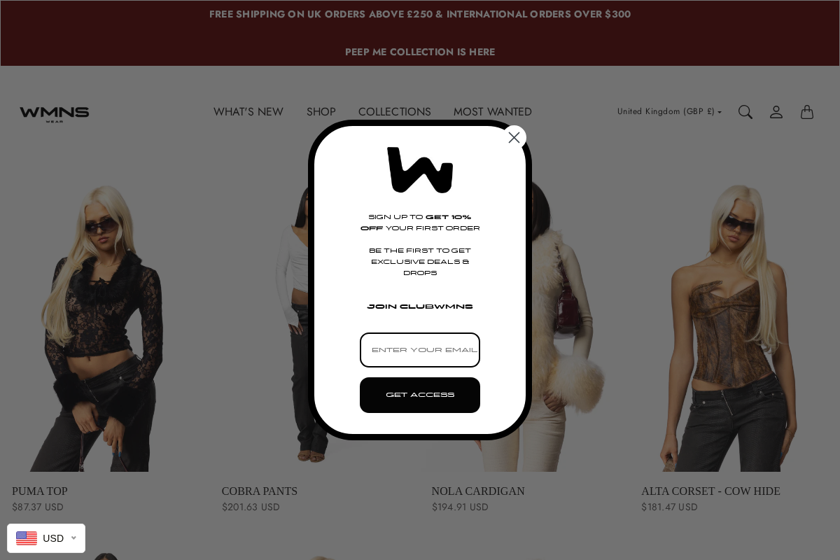 Wmnswear homepage screenshot