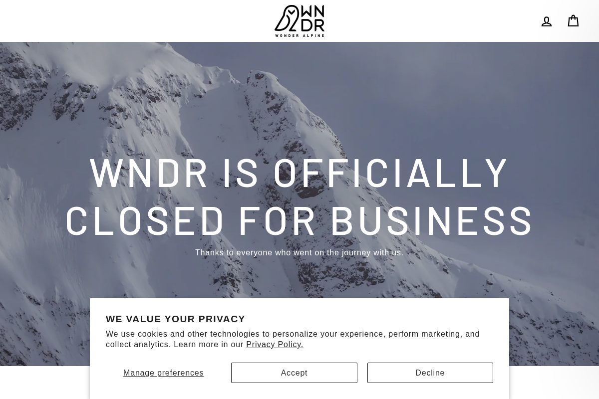 wndr-alpine.com homepage screenshot