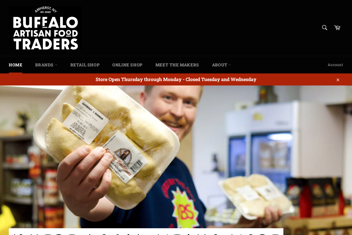 Buffalo Artisan Food Traders homepage screenshot