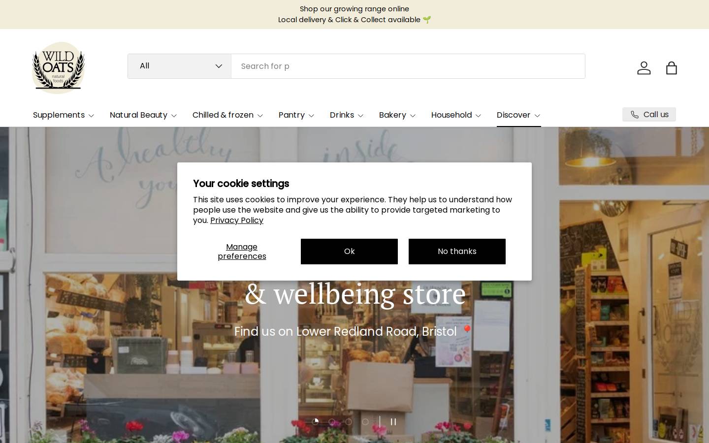 Wild Oats Natural Foods homepage screenshot