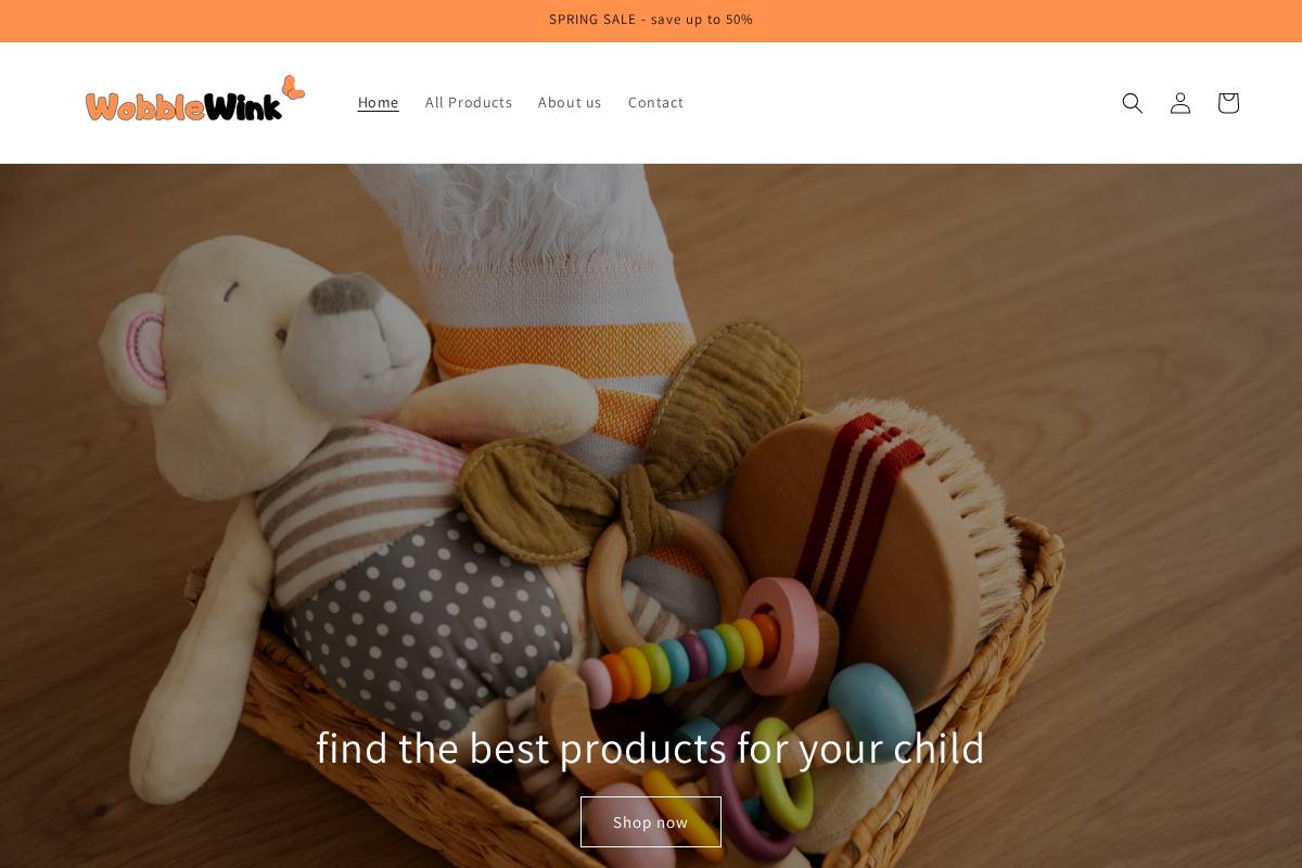 Wobblewink homepage screenshot