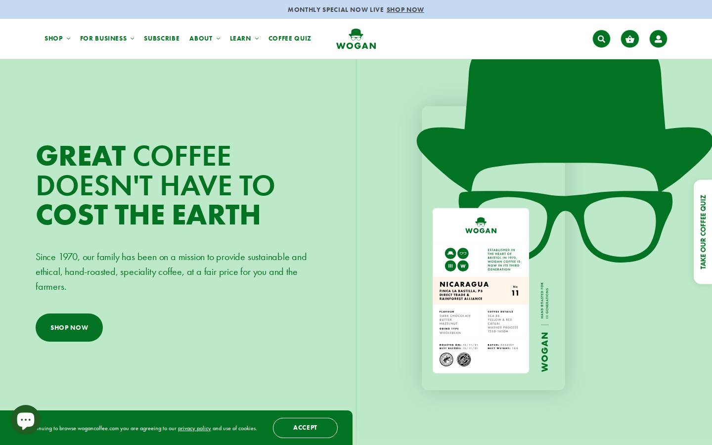 Wogancoffee homepage screenshot