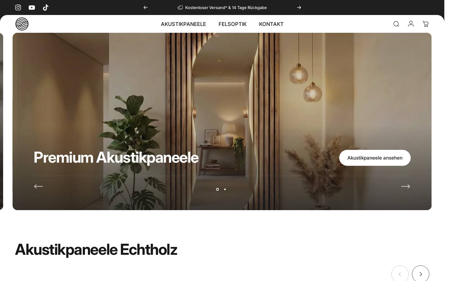WOHNDEKO.com - Premium Akustikpaneele & mehr homepage screenshot
