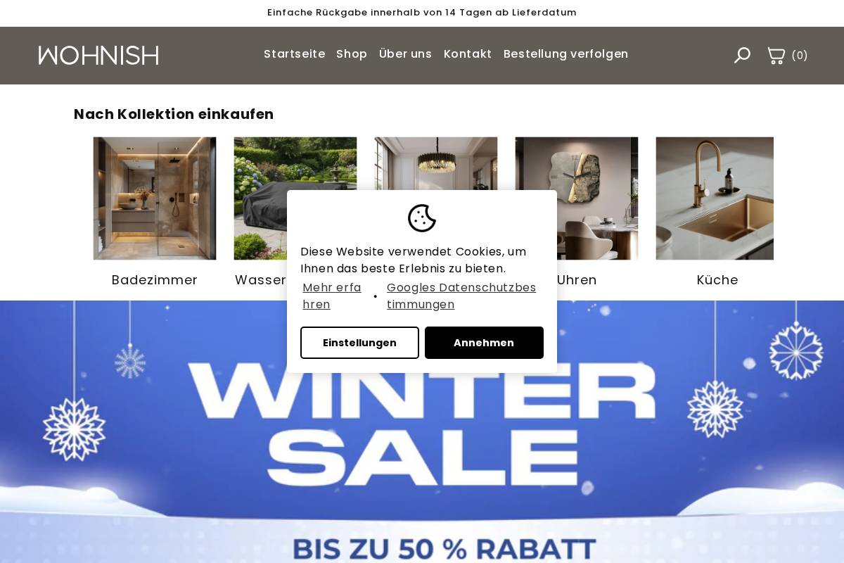 Wohnish homepage screenshot