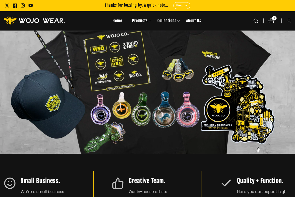 Wojo Wear homepage screenshot