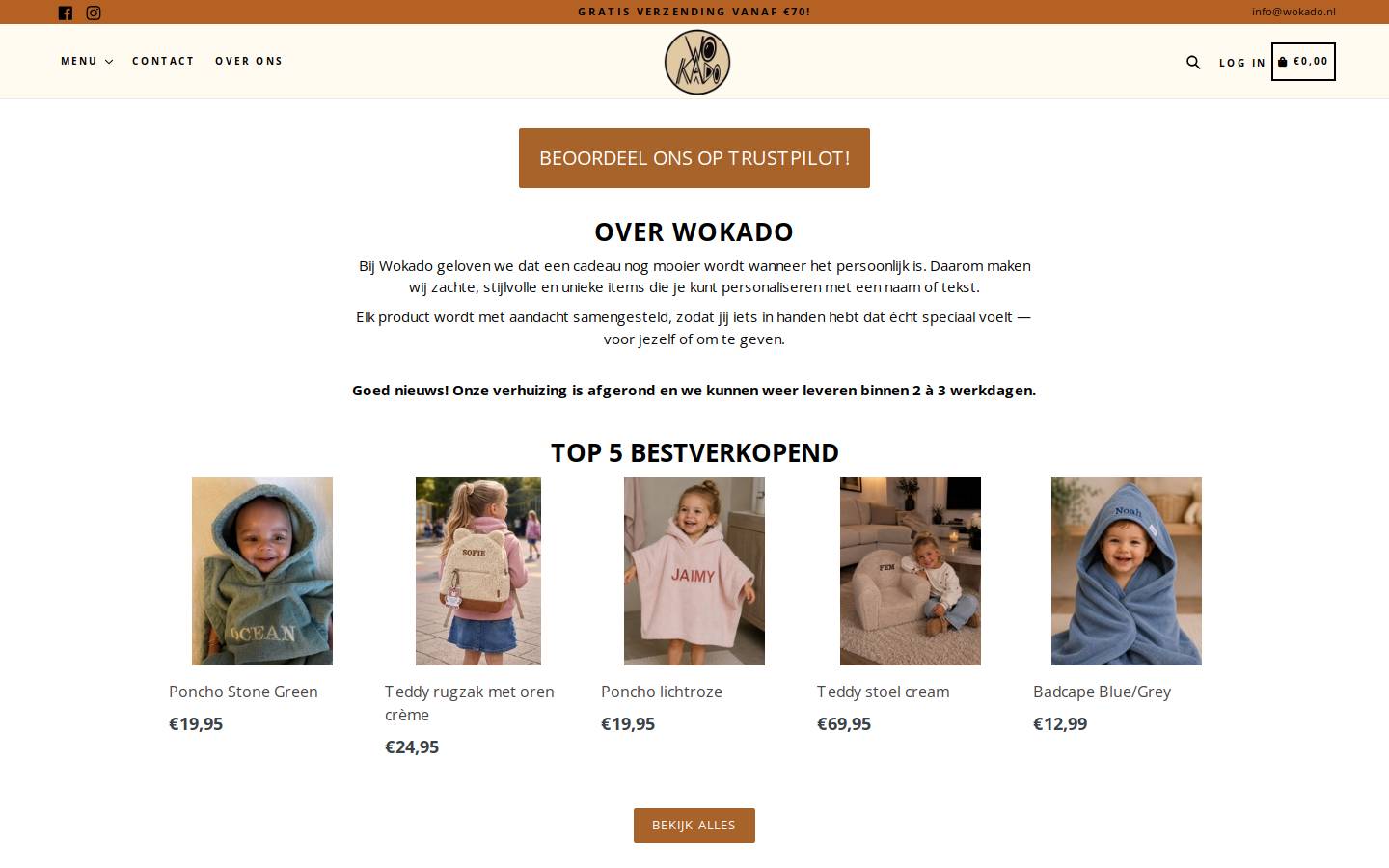 Wokado homepage screenshot