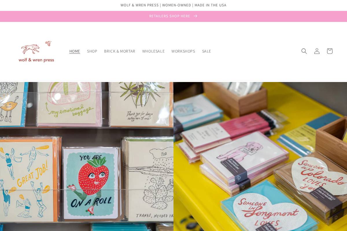 wolfandwren.com homepage screenshot