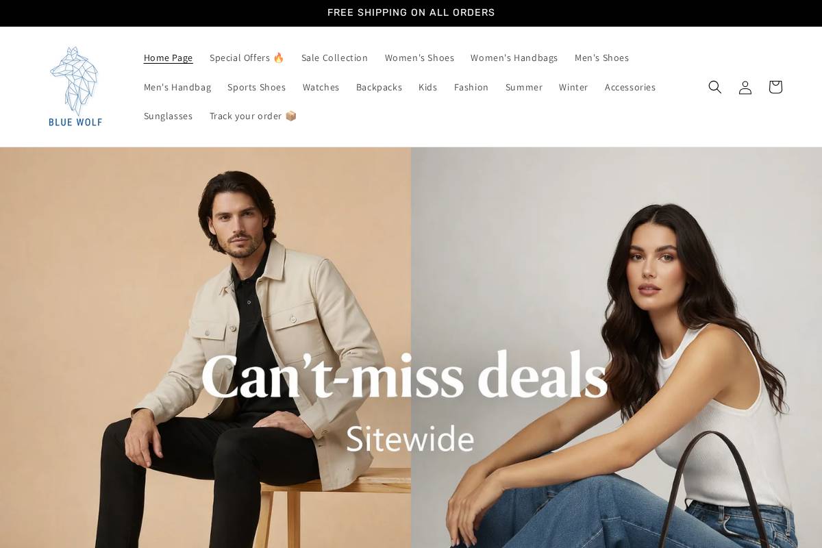 Wolfbluestore homepage screenshot