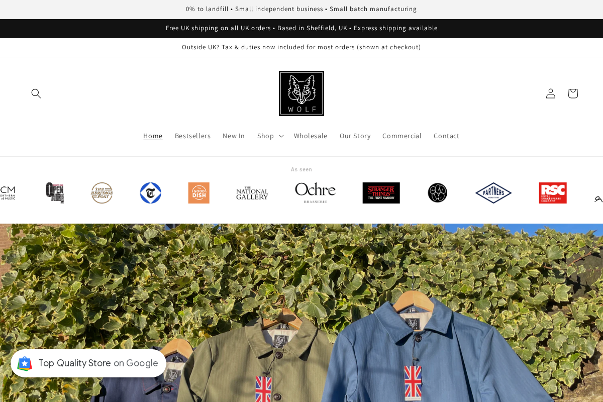 Wolf Clothing Collective Ltd homepage screenshot