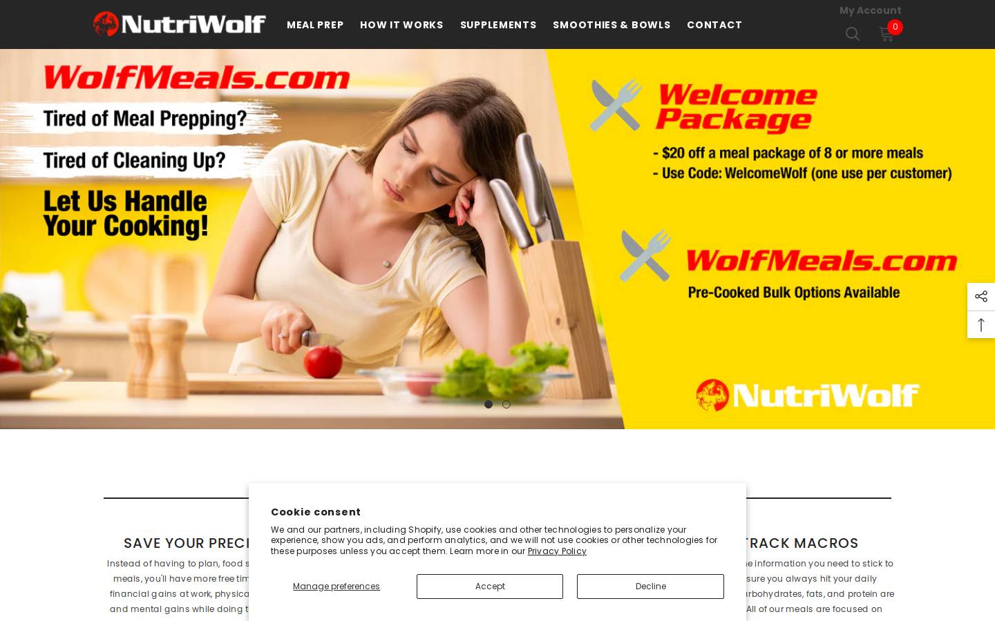 wolfmeals.com homepage screenshot