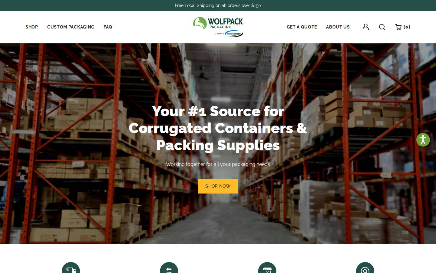 Wolfpack Packaging homepage screenshot
