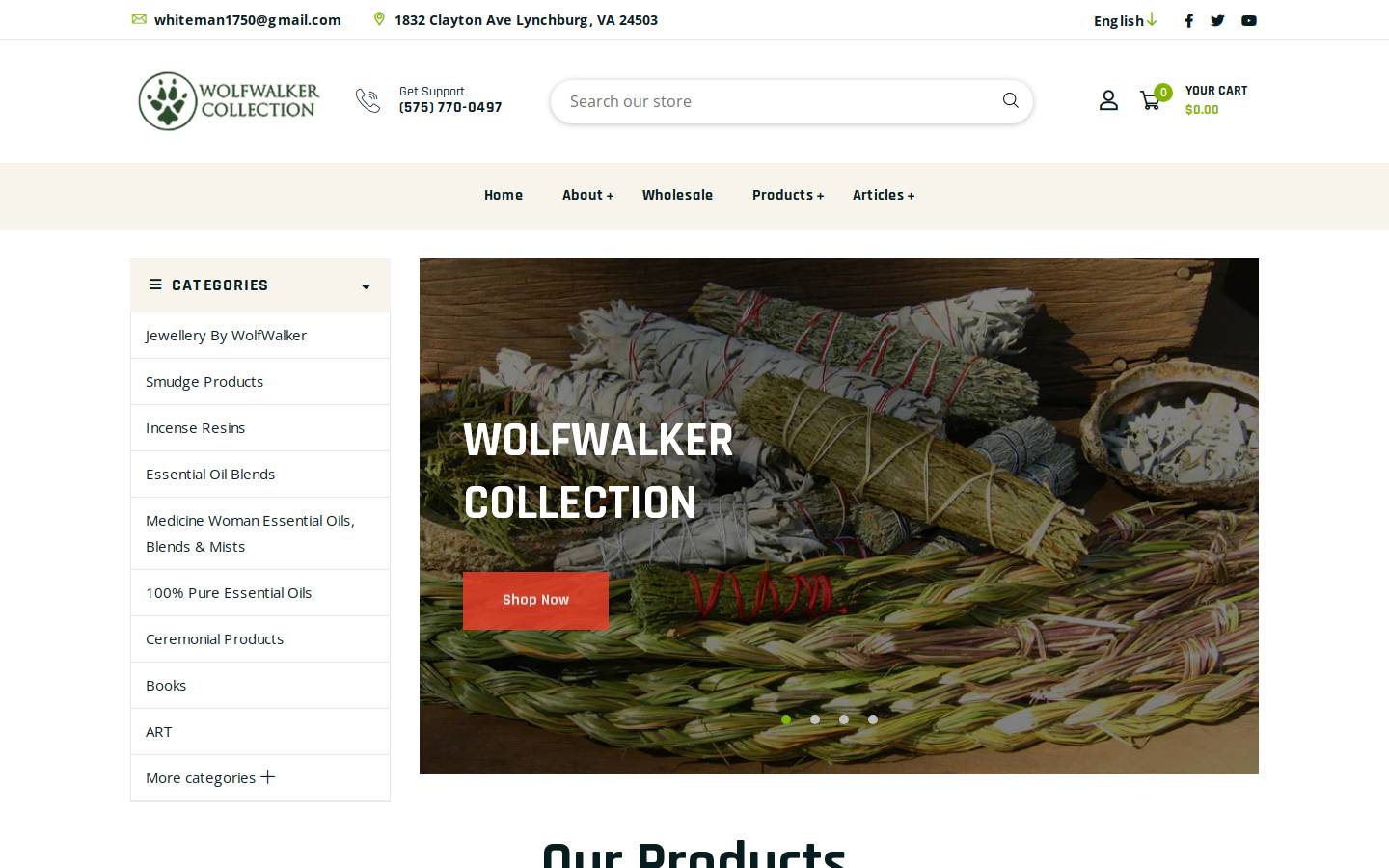 wolfwalkercollection.com homepage screenshot