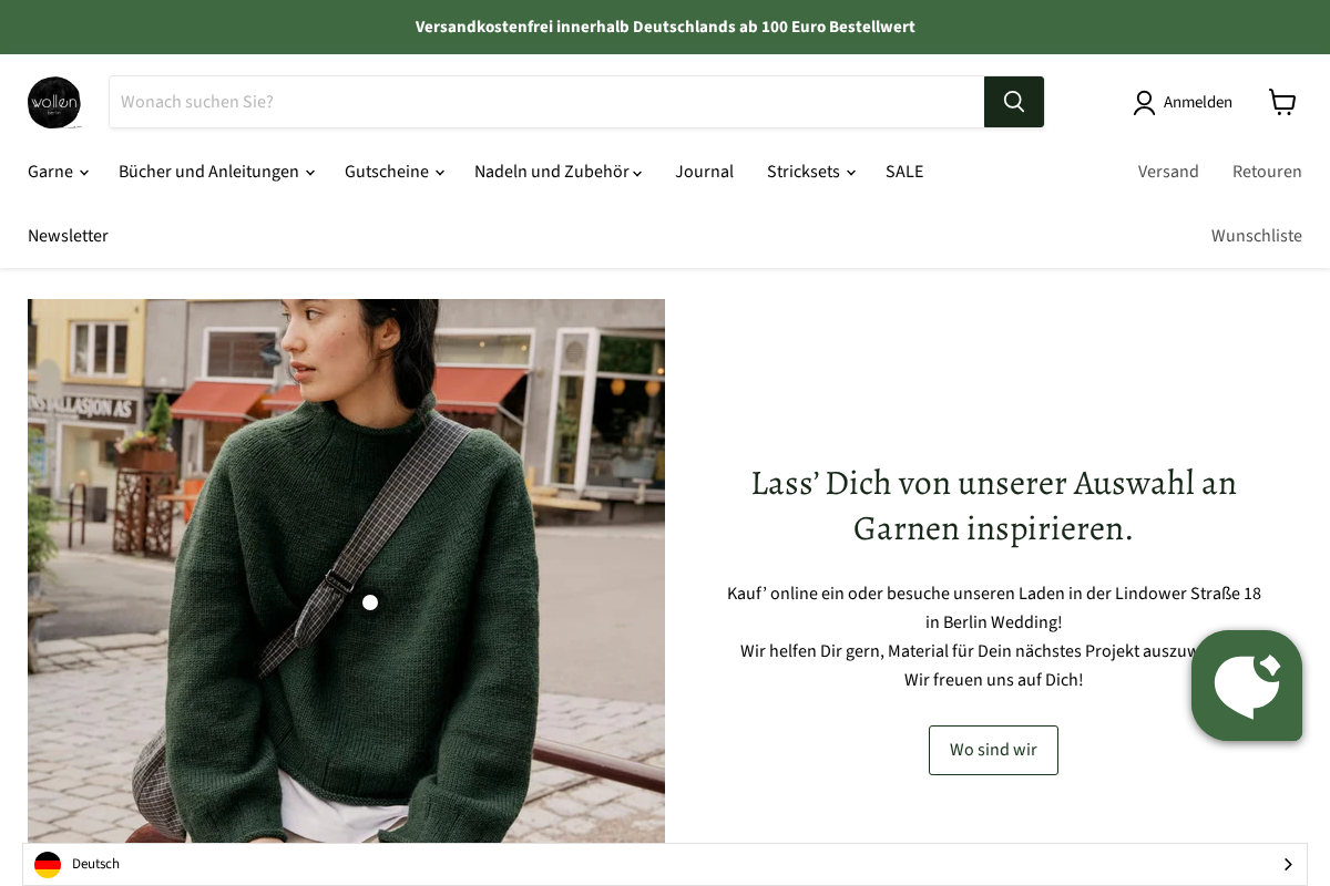 WOLLEN berlin homepage screenshot