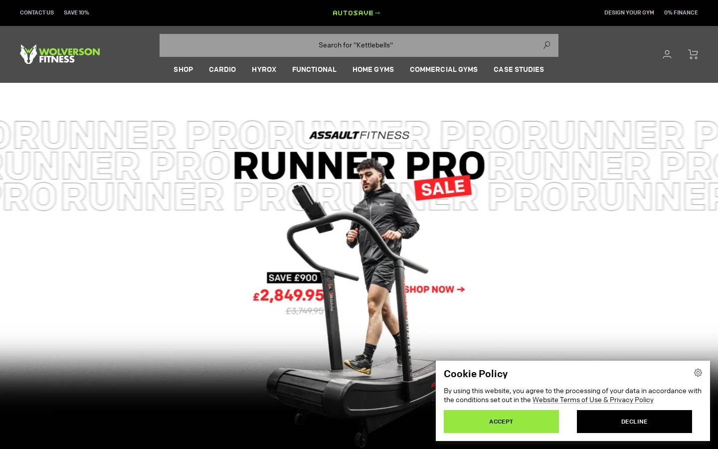 Wolverson Fitness homepage screenshot