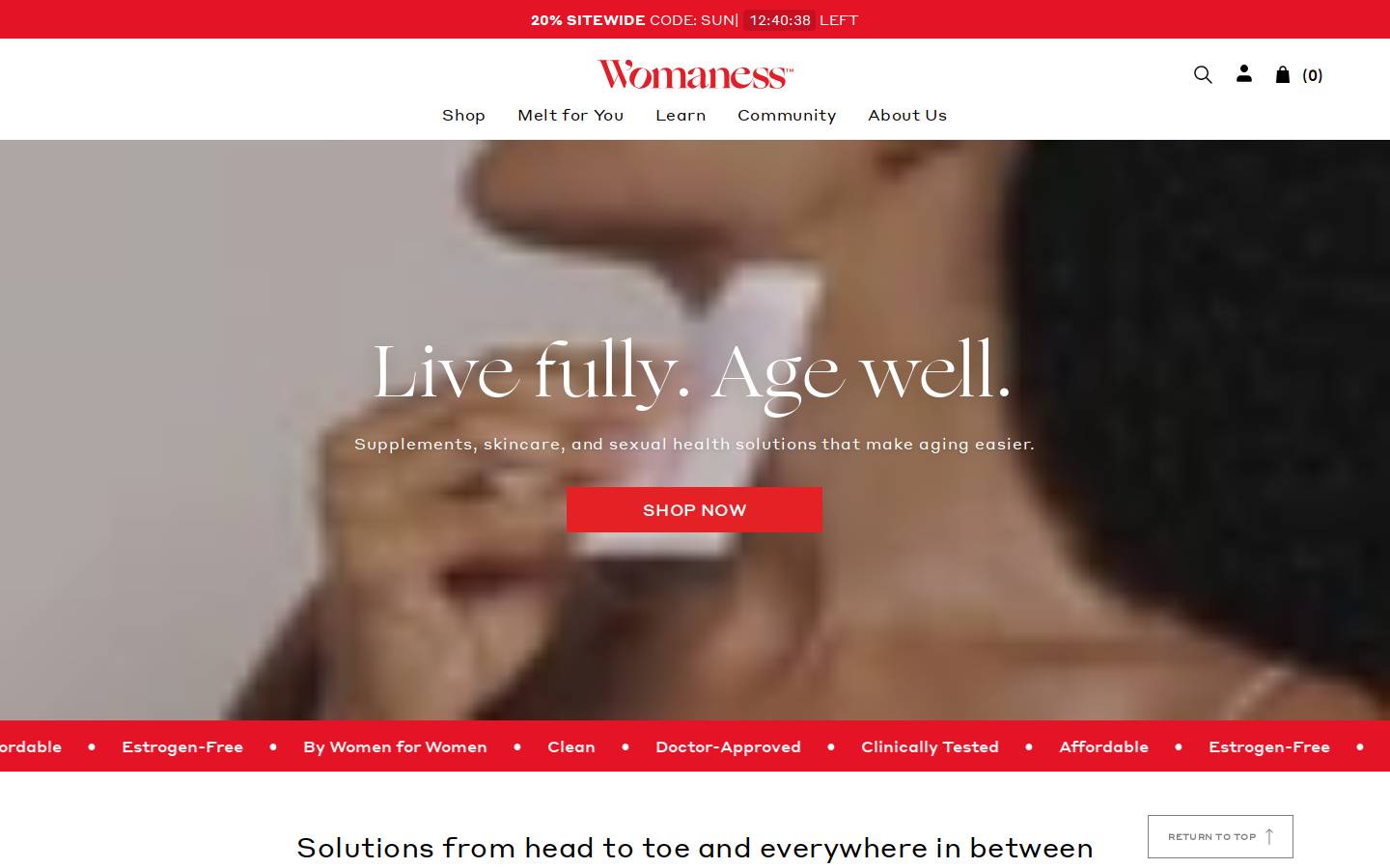 womaness.com homepage screenshot