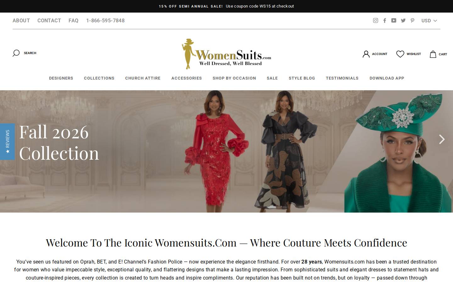 womensuits.com homepage screenshot