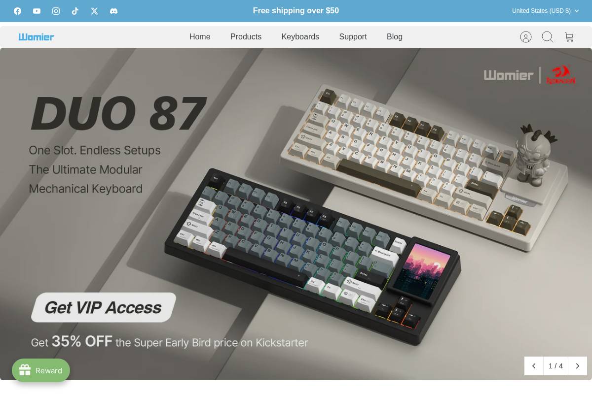 Womierkeyboard homepage screenshot