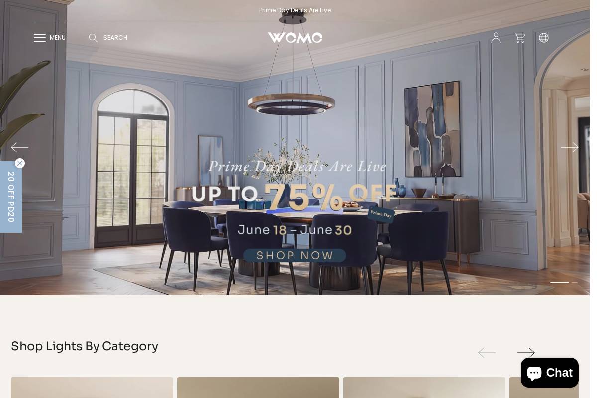 womolighting.com homepage screenshot