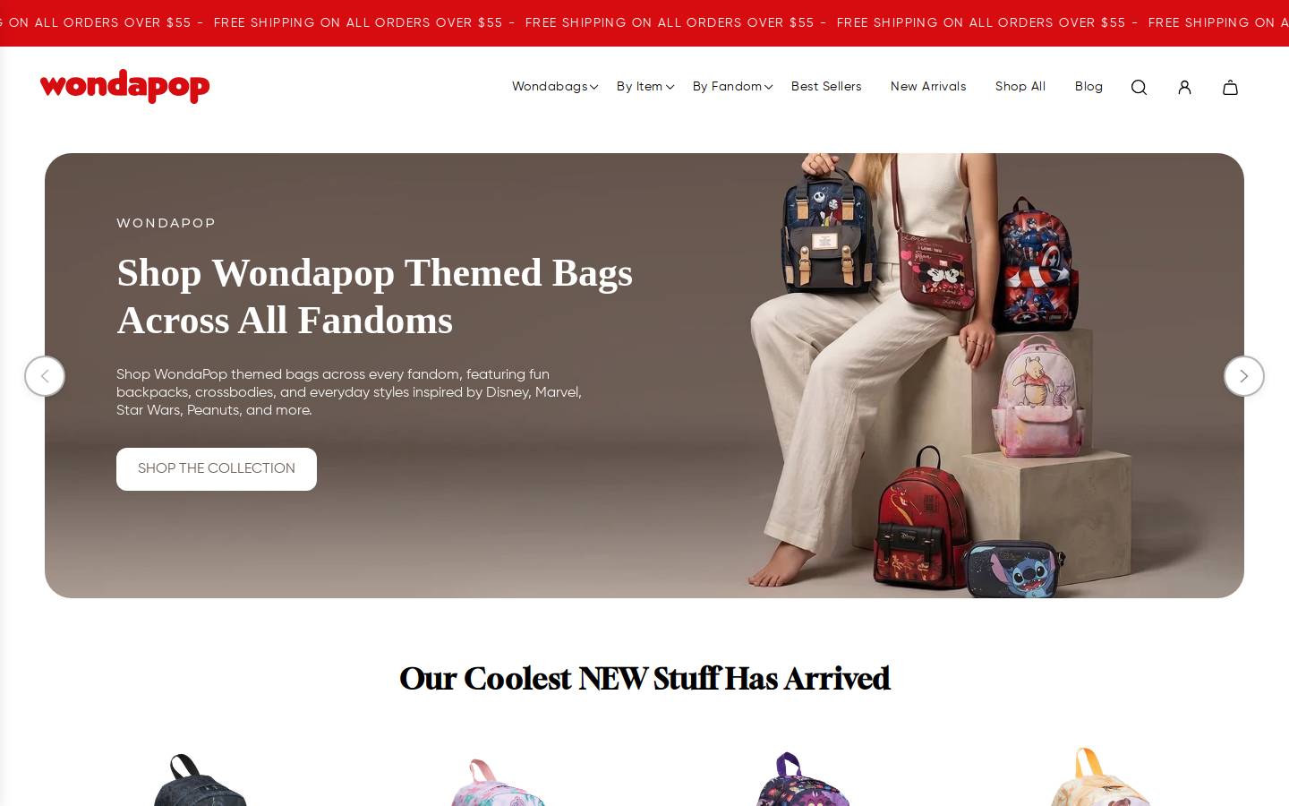 wondapopbags.com homepage screenshot