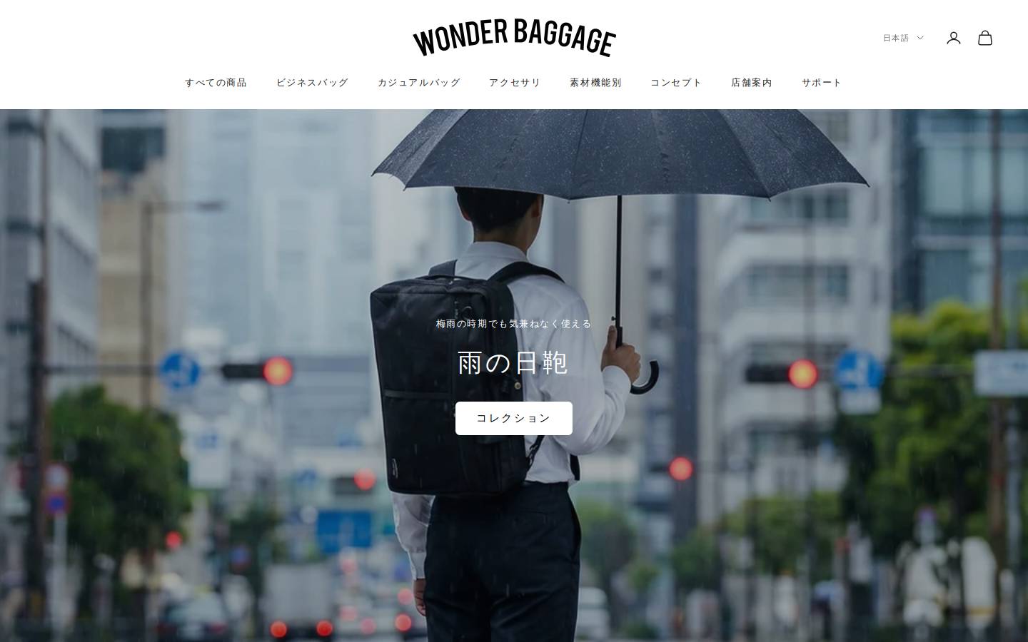 wonder-baggage.com homepage screenshot