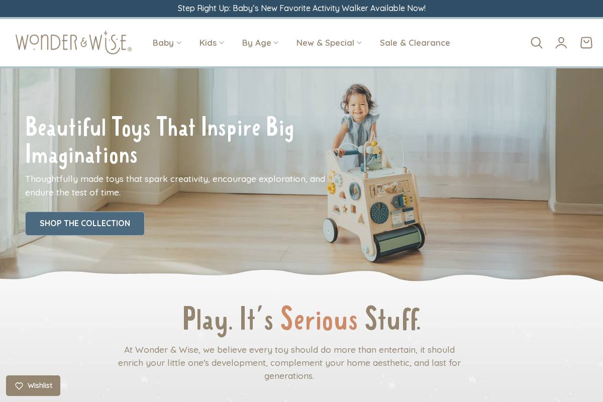 wonderandwise.com homepage screenshot
