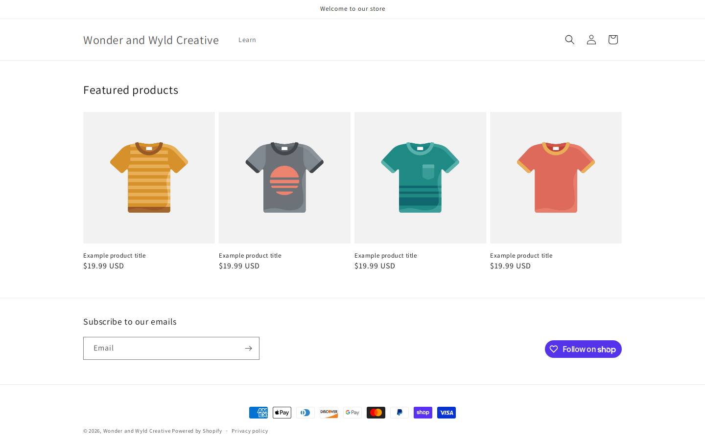 wonderandwyldcreative.com homepage screenshot