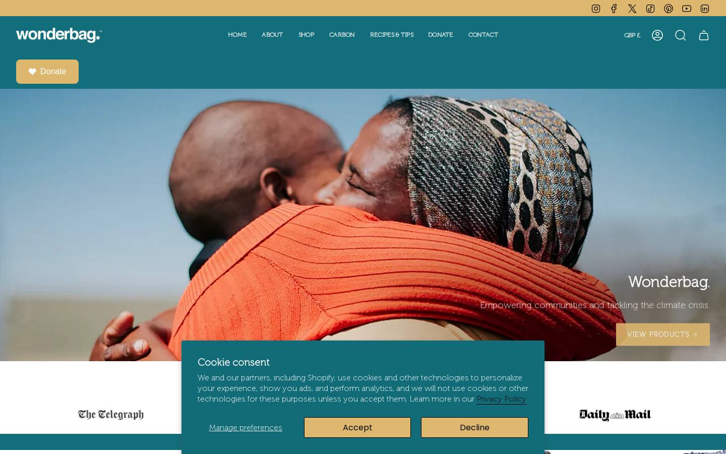 wonderbag.co.uk homepage screenshot