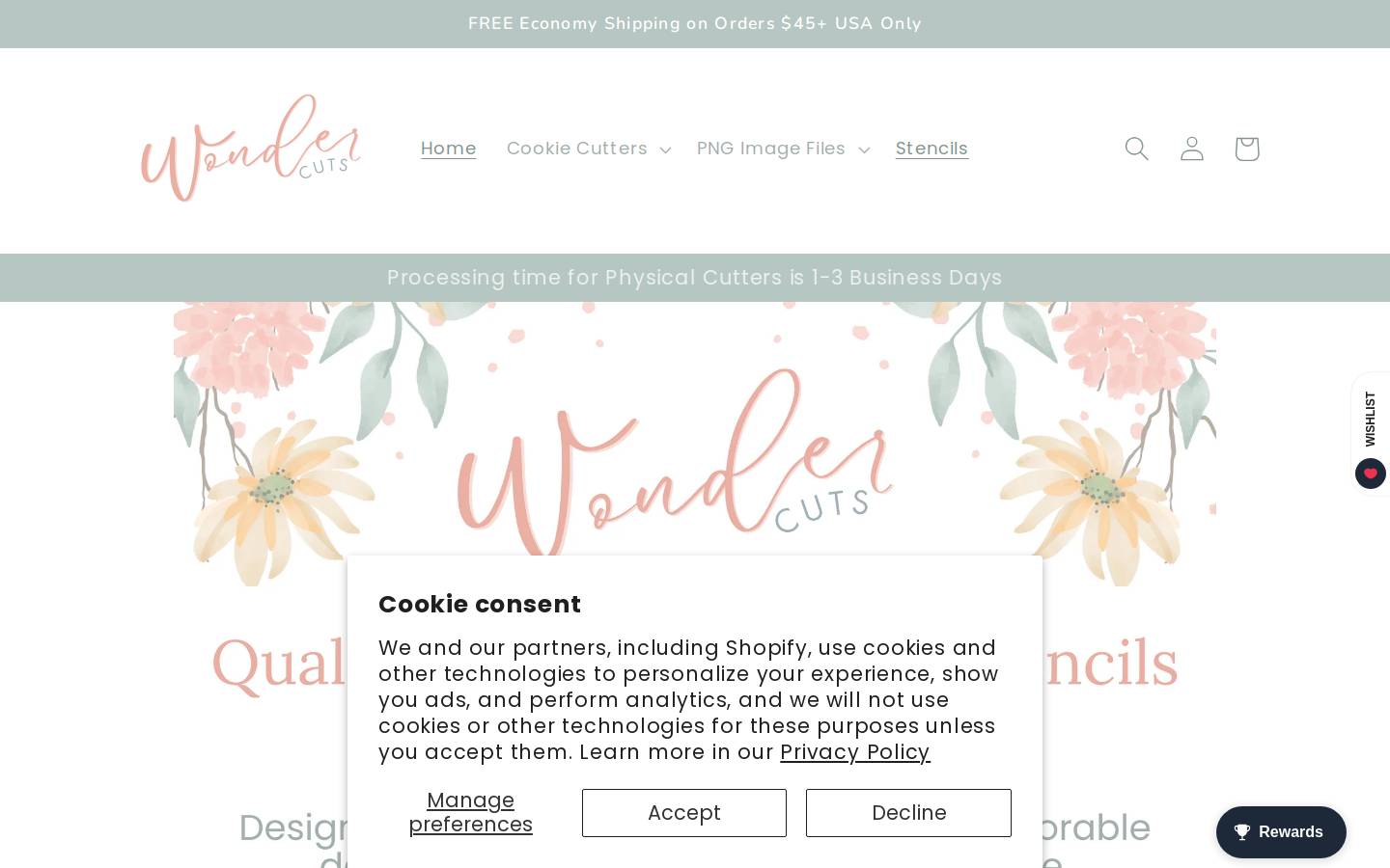wondercutscookiecutters.com homepage screenshot