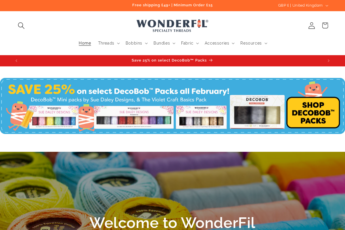 wonderfil.co.uk homepage screenshot