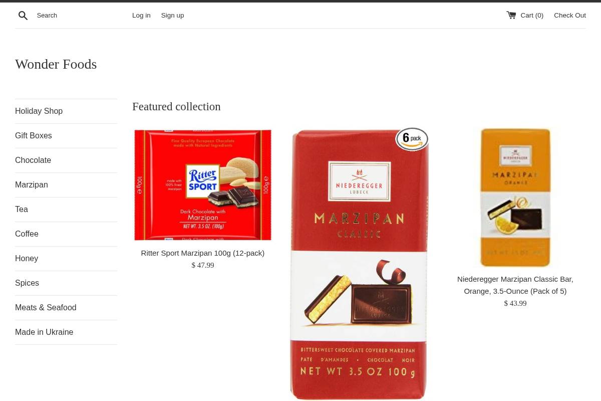 wonderfoodsonline.com homepage screenshot