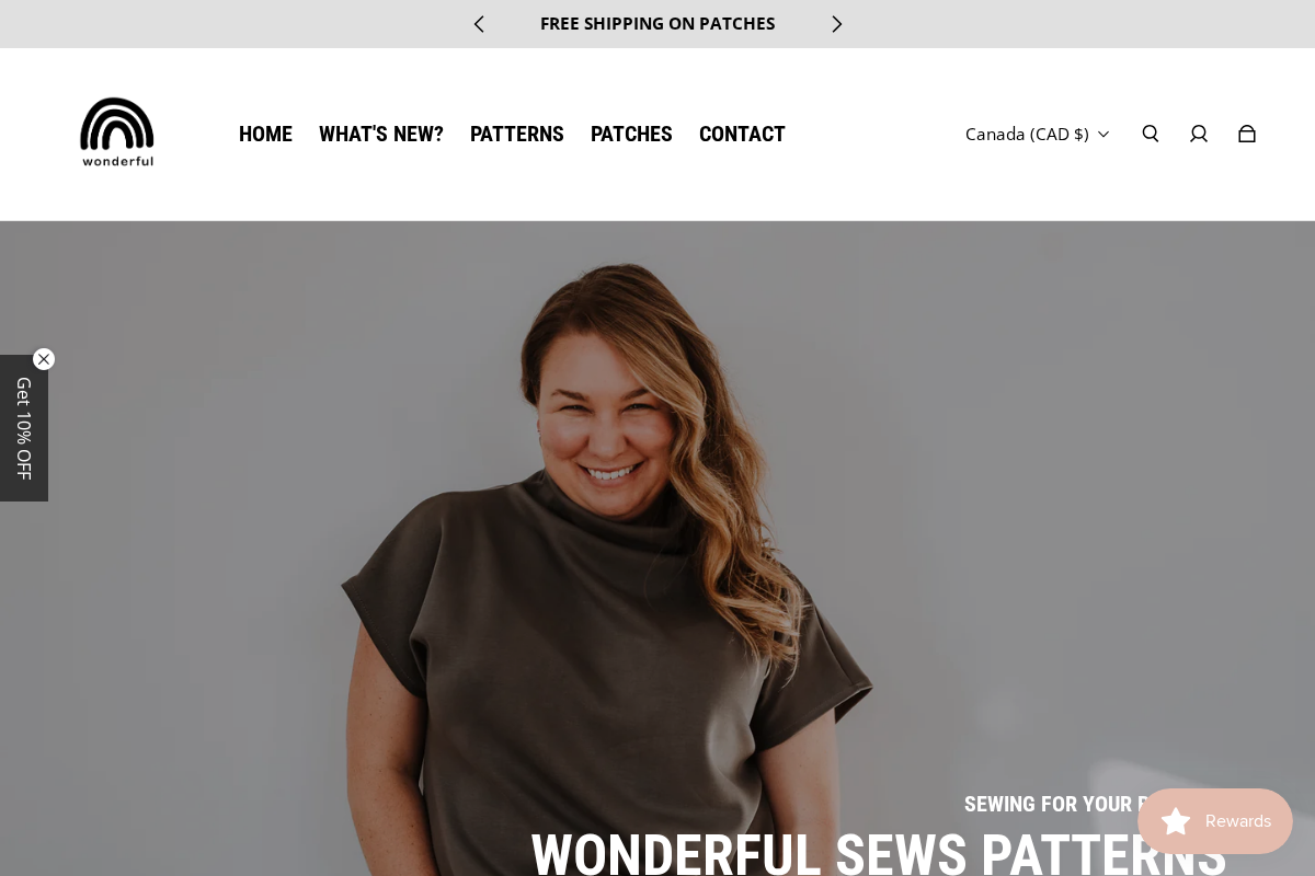 Wonderful Sews homepage screenshot