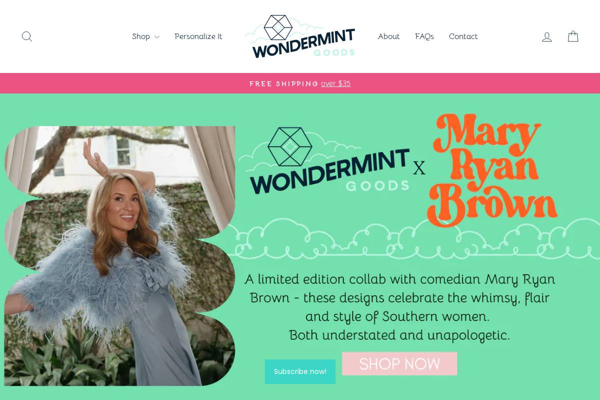 wondermintgoods.com homepage screenshot