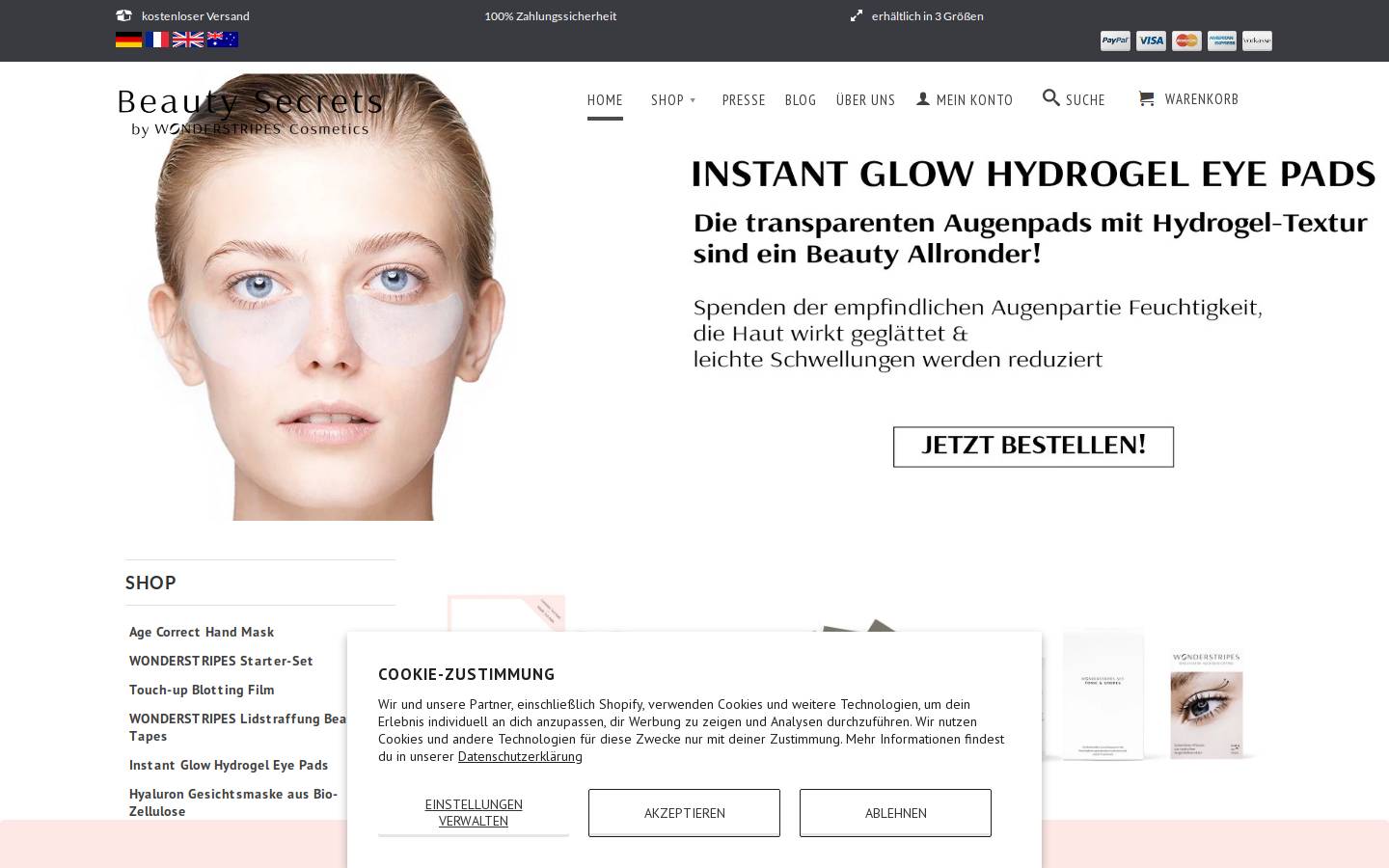 wonderstripes-shop.de homepage screenshot