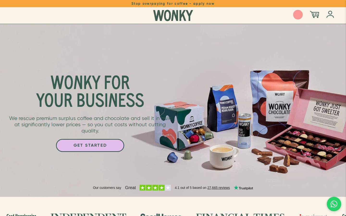 wonky-b2b.com homepage screenshot