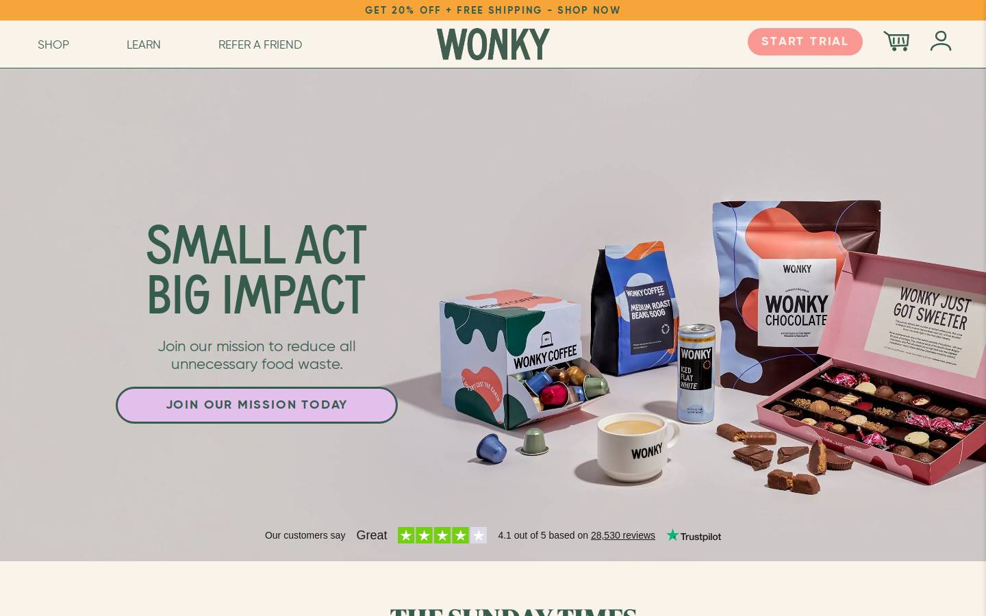 Wonky homepage screenshot