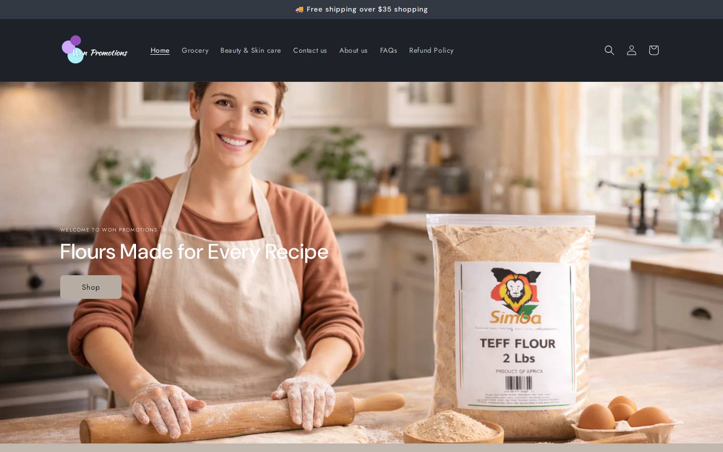 wonpromotions.com homepage screenshot