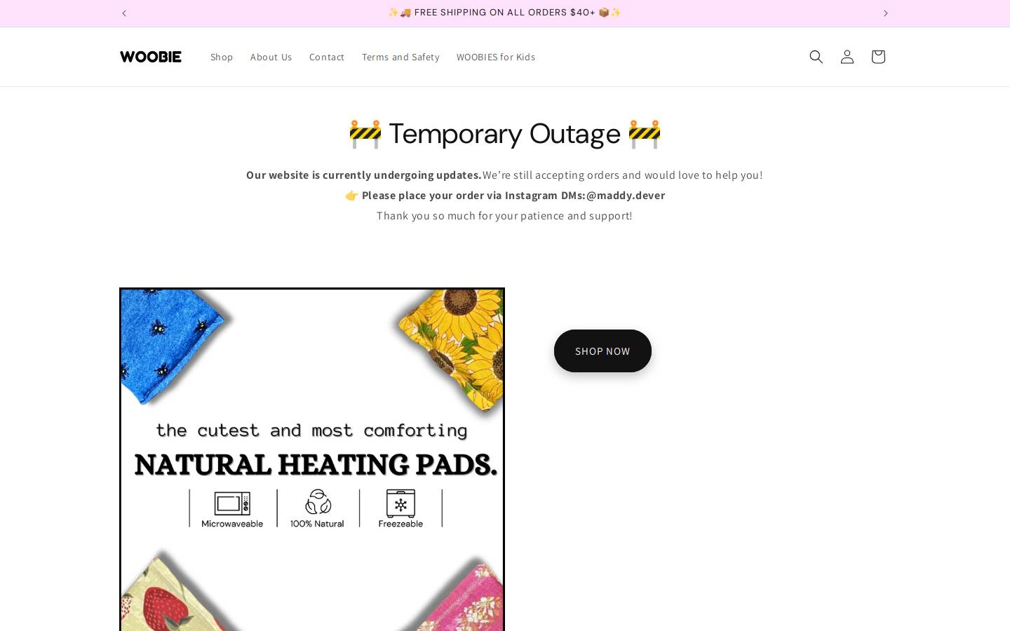 woobie.shop homepage screenshot