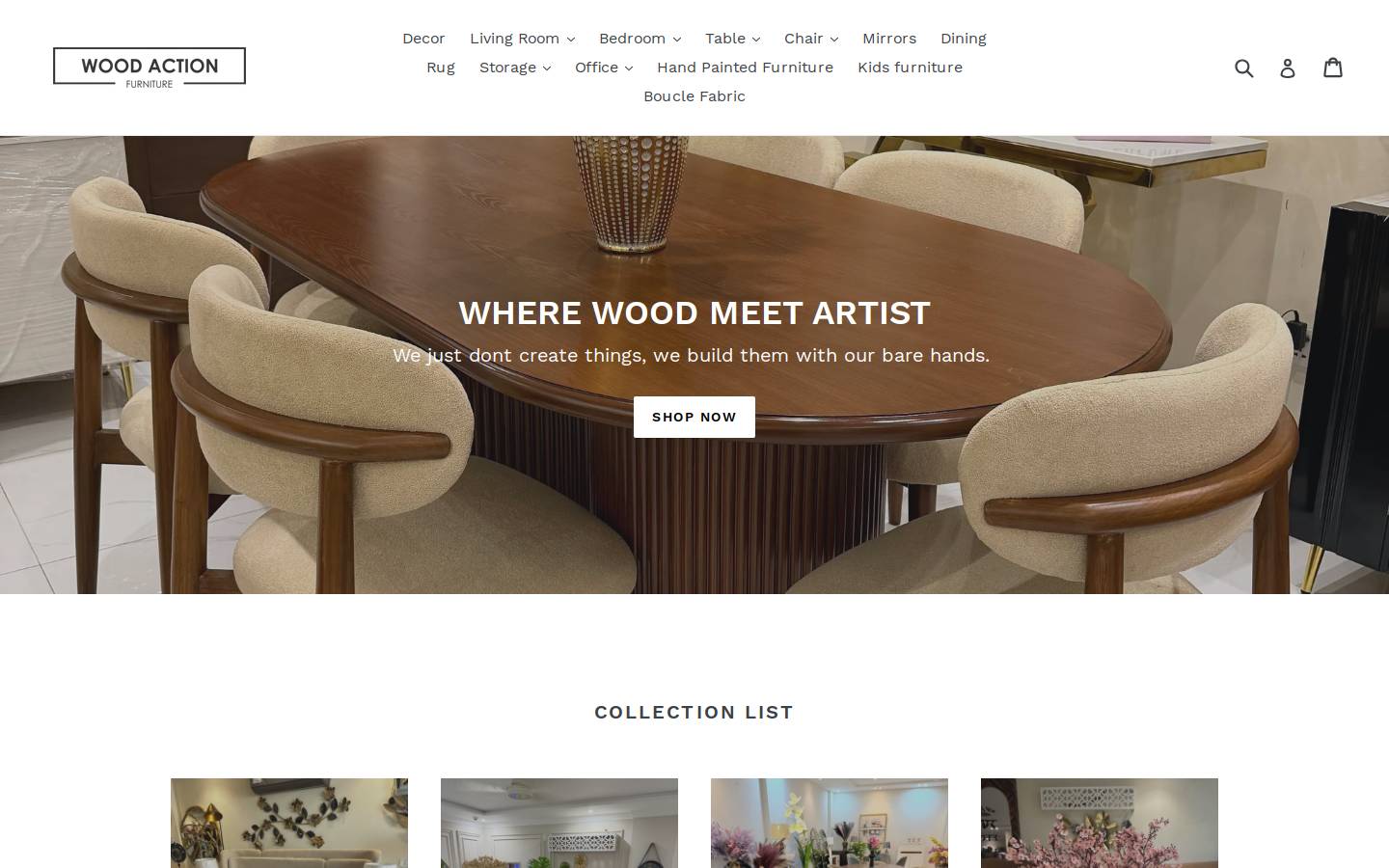 woodaction.com homepage screenshot